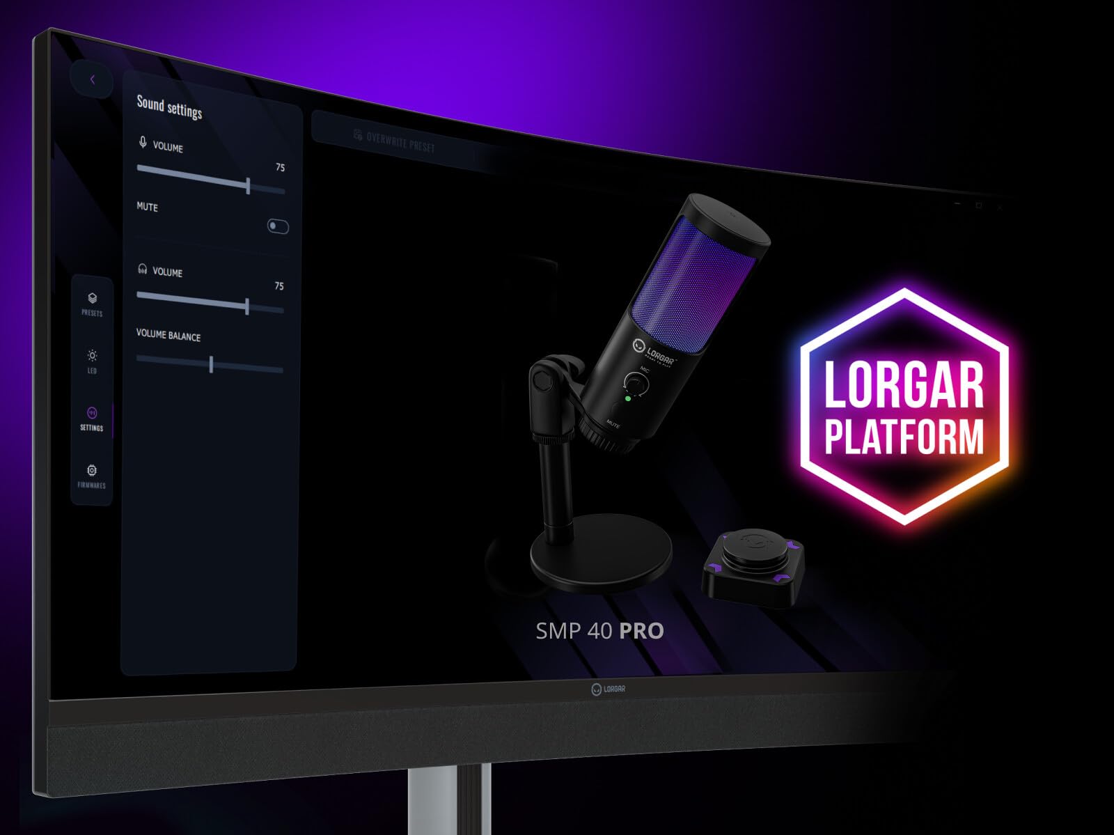 SMP40 RGB mikrofon gamingowy z bezprzewodowym przyciskiem wyciszania, mikrofon USB ze wzorem kardioidalnym, metalowy stojak, Plug & Play, do komputerów PC, Mac, Android i PlayStation, czarny