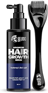 Beardo Advanced Hair Growth Serum 50ml + Dermaroller for Men | Hair Fall Control, Hair Regrowth & Thickening | Scalp & Bea Price In India