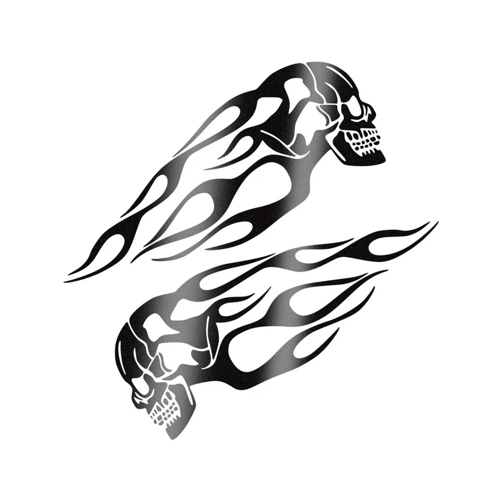 FGLFPXI 2PCS Motorcycle Stickers Creative Universal Motorbike Flame Skull Decals Tank Reflective Waterproof Decor Accessories
