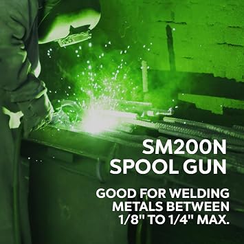 SM3035N Spool Gun with 7-Pin Female Plug, Euro-Style Connector, 180A @ 60% Duty Cycle, 20 ft Cable, .030.035 Wire, Compatible with Power i-MIG Units