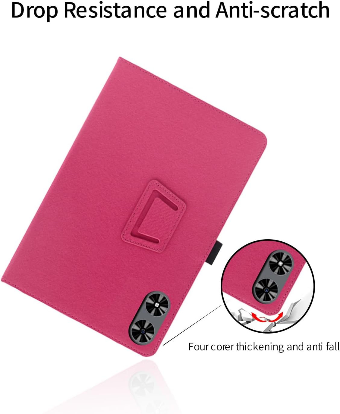 for SVITOO P12 12 Inch Android Tablet Case,BOVUGAC Folding Stand Protective Cover for SVITOO P108 with Pencil Holder and Wrist Strap,Full Protection, Premium PU,Scratch Resistant(Rose Red) image 4