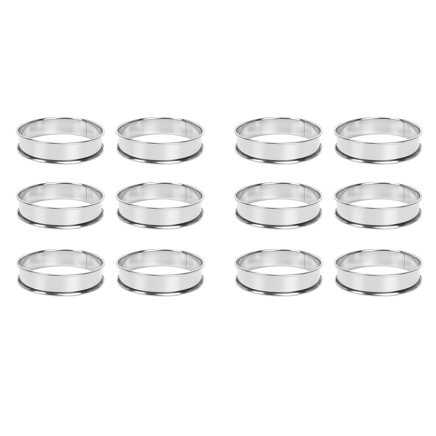 Hndhbfgrt 12 PCS Stainless Steel Muffin Tart Rings, Metal Molds Double Rolled Crumpet Circular Pastry
