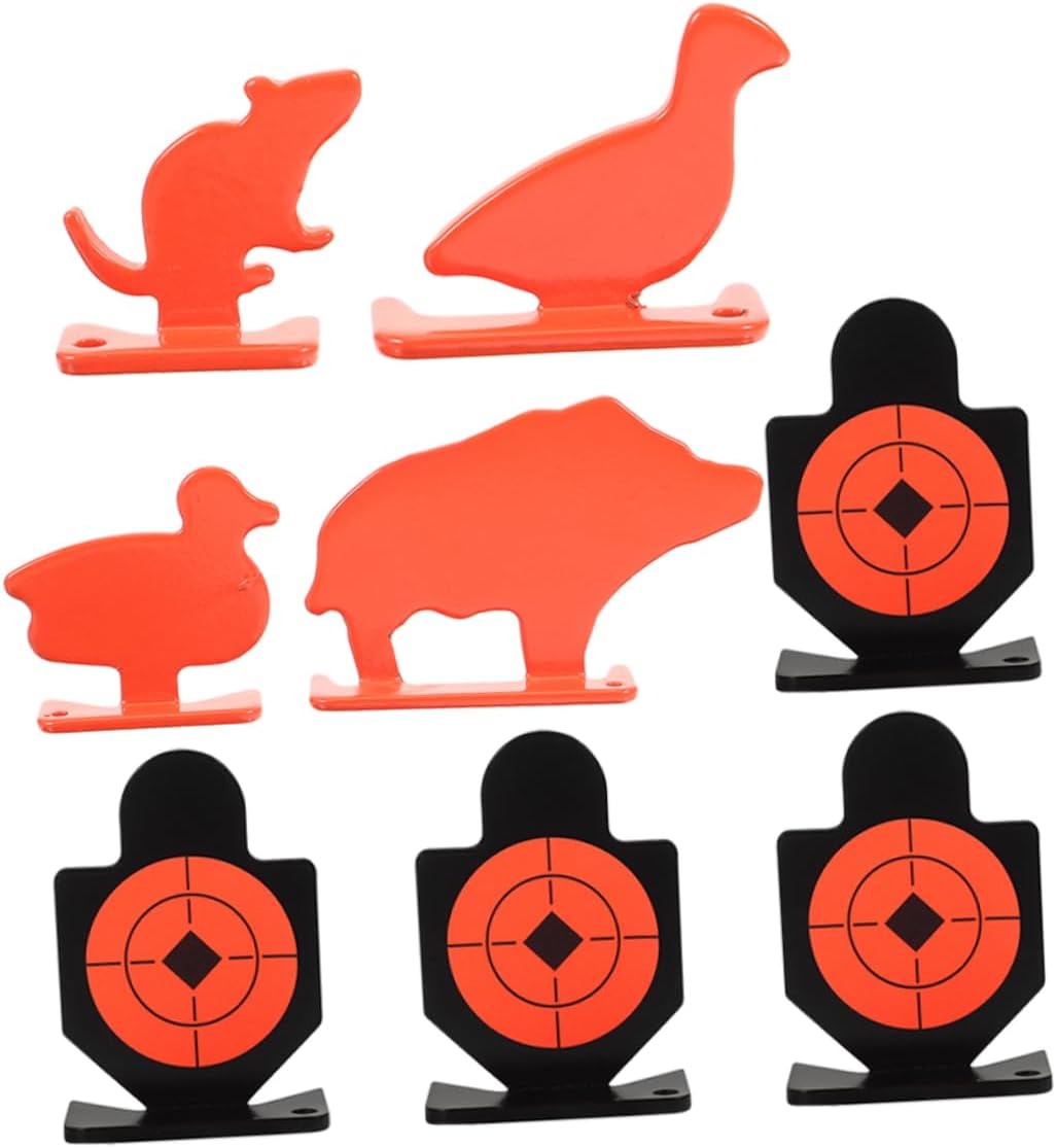 8pcs Animal Shooting Targets Duck Rat Pig Human Metal Duck Rat Pig Human Shaped Targets for Gun Archery Practice