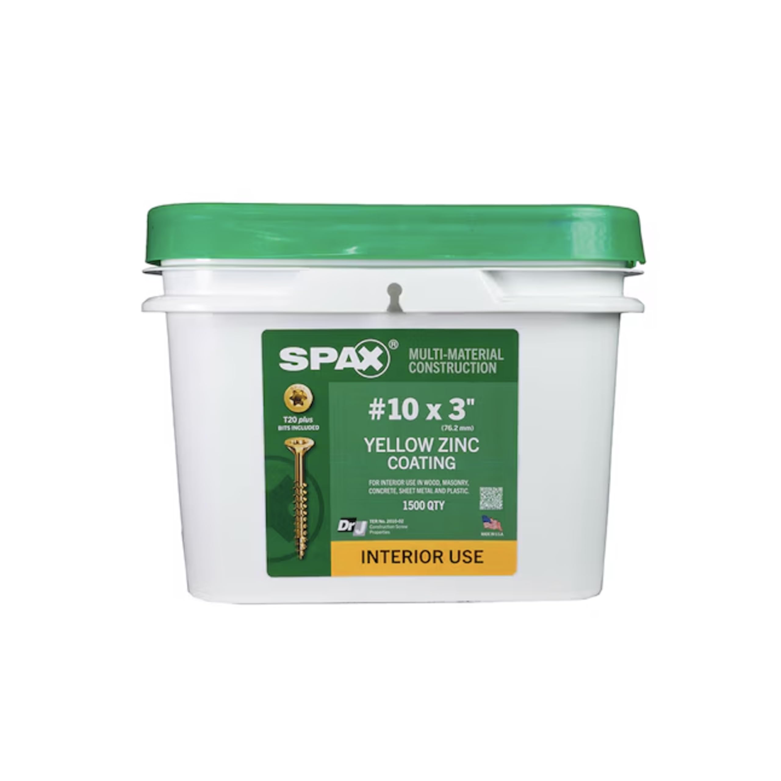 SPAX 3 tornillos interiores de cabeza plana para madera, estructura Torx T-Star Plus (1500 EA), cubo a granel incluye 2 puntas avellanadas con acabado empotrado
