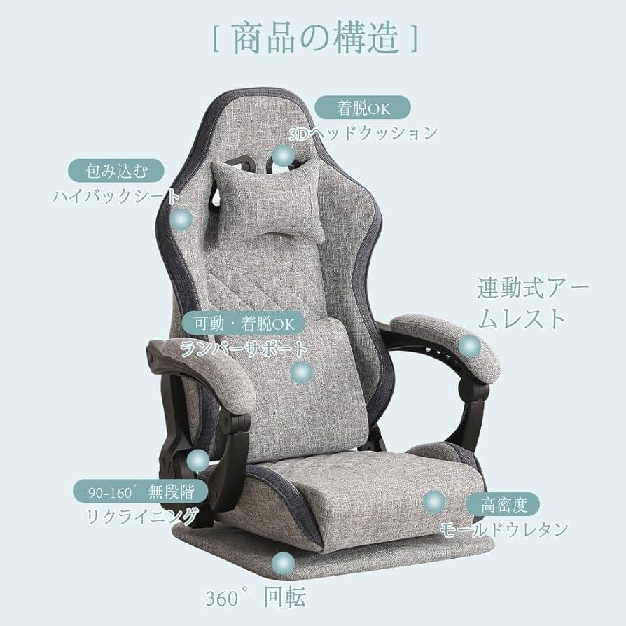 座椅子　椅子　リクライニングチェア　1人掛け　多機能　ファブリック生地 座椅子椅子リクライニングチェア1人掛け多機能ファブリック生地