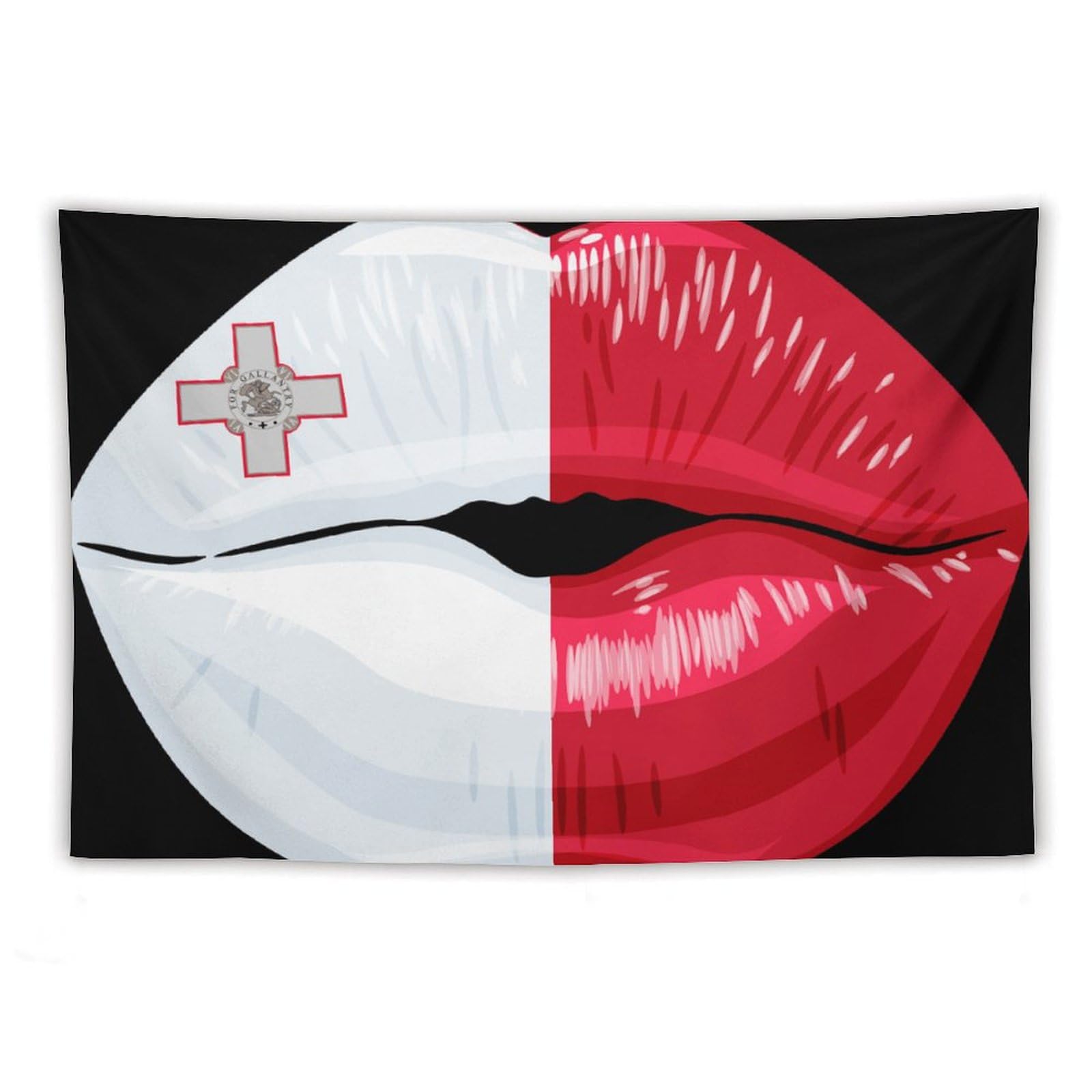 XingFox Malta Flag Lips Tapestry Wall Hanging, National Flag Art Wall Decoration Tapestry, For Bedroom Living Room Dorm Home Decoration, 40"x60"