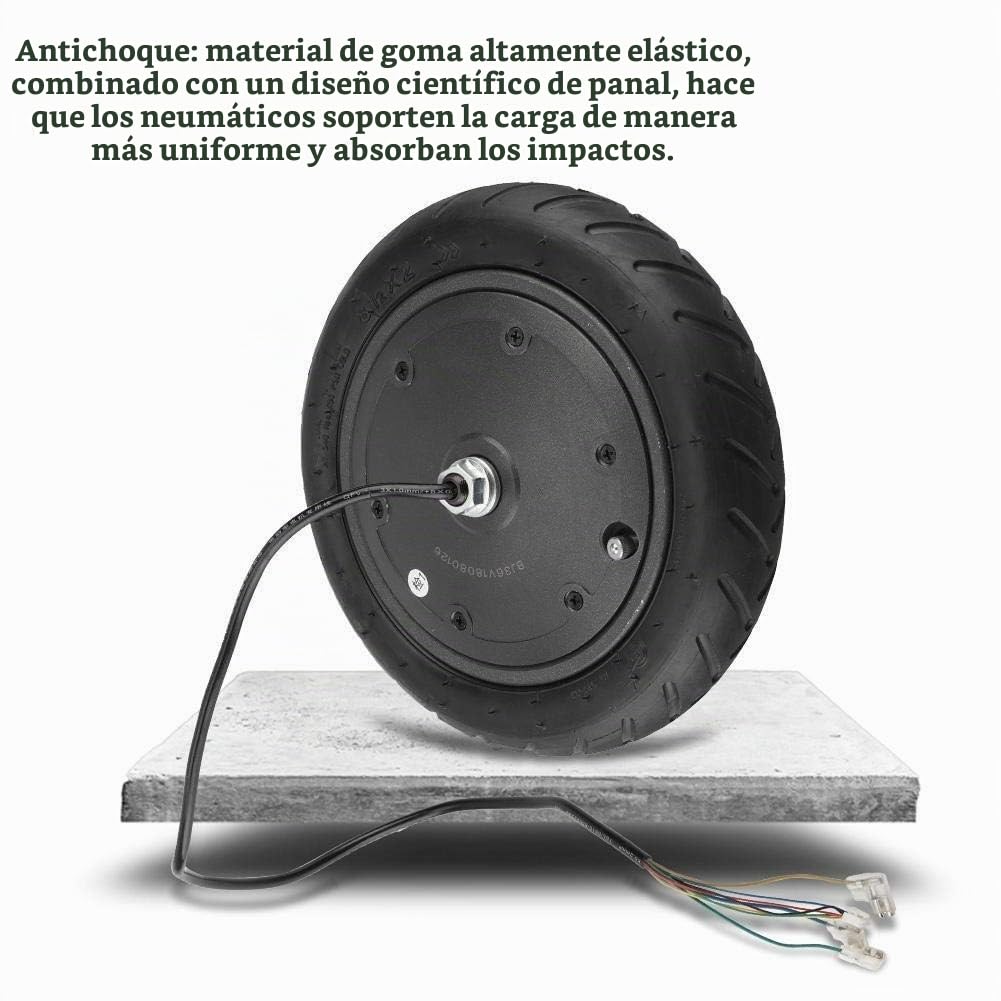 MAGT Motor de scooter eléctrico, motor de repuesto de scooter eléctrico de 250 W con neumático de rueda, accesorio de repuesto compatible con Xiaomi M365, negro, 25 cm