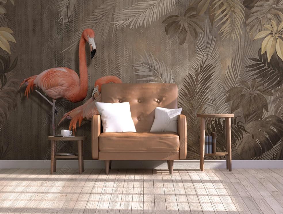 Papier peint intissé flamant rose pour masquer un grand mur blanc