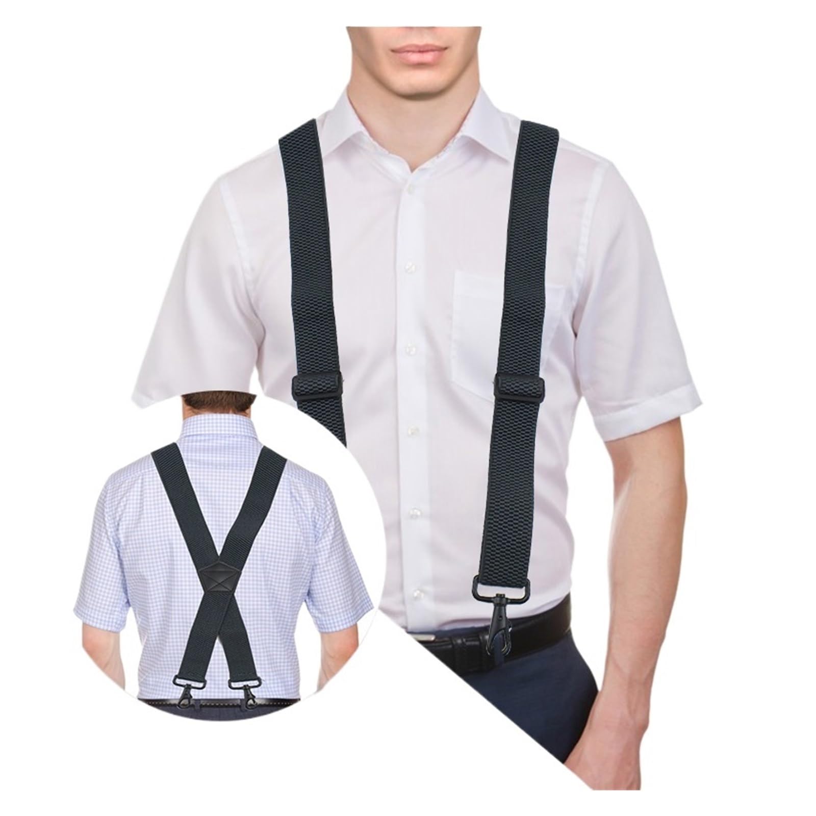 Tirantes Hombre Men's Suspender Black Hook Buckle 4 Clips Straps X-shaped Braces Corn Grain Stretch Suspenders Male Jockstrap