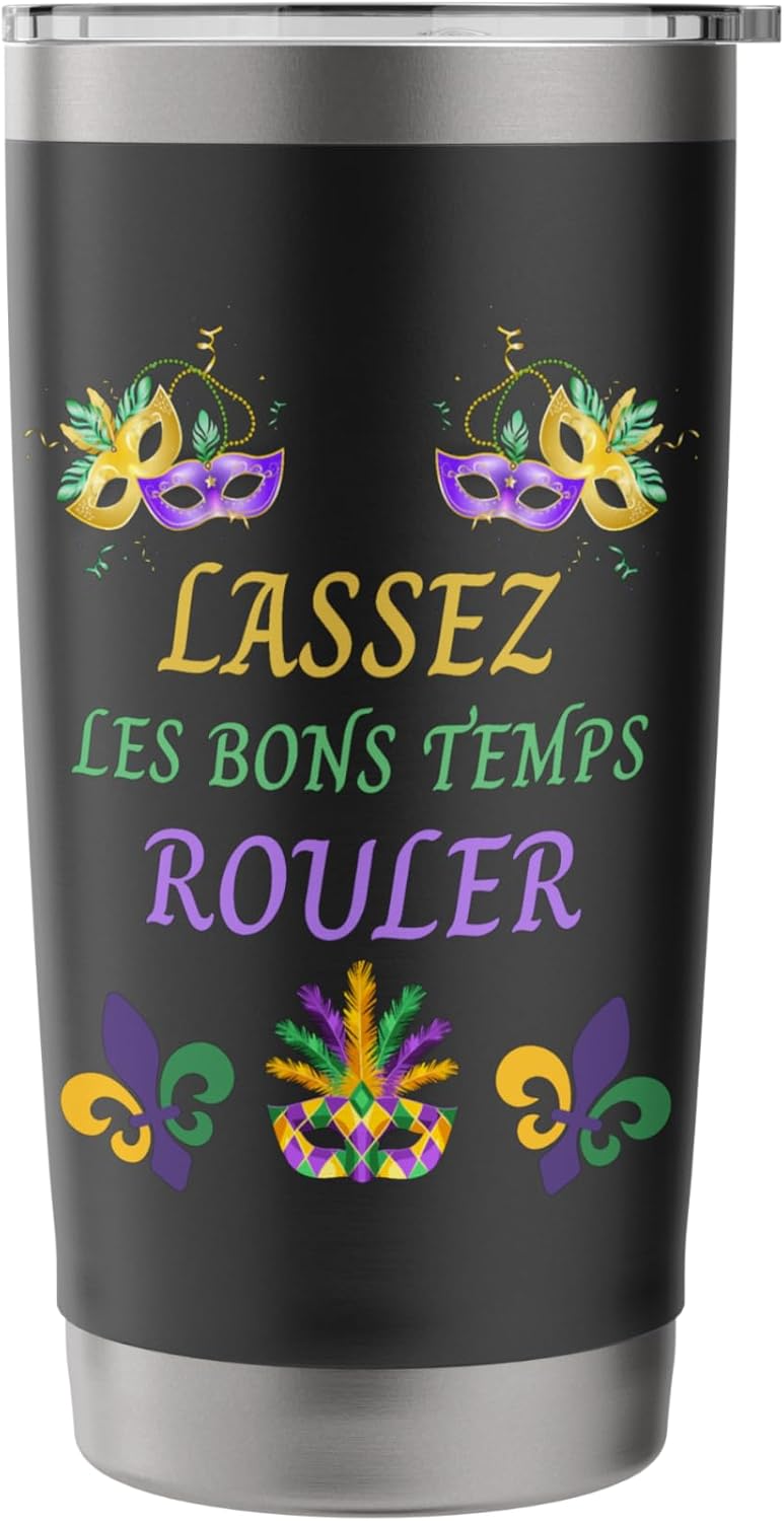 Laissez Les Bons Temps Rouler Mardi Gras 2025, Mardi Gras Stainless Steel Insulated Tumbler
