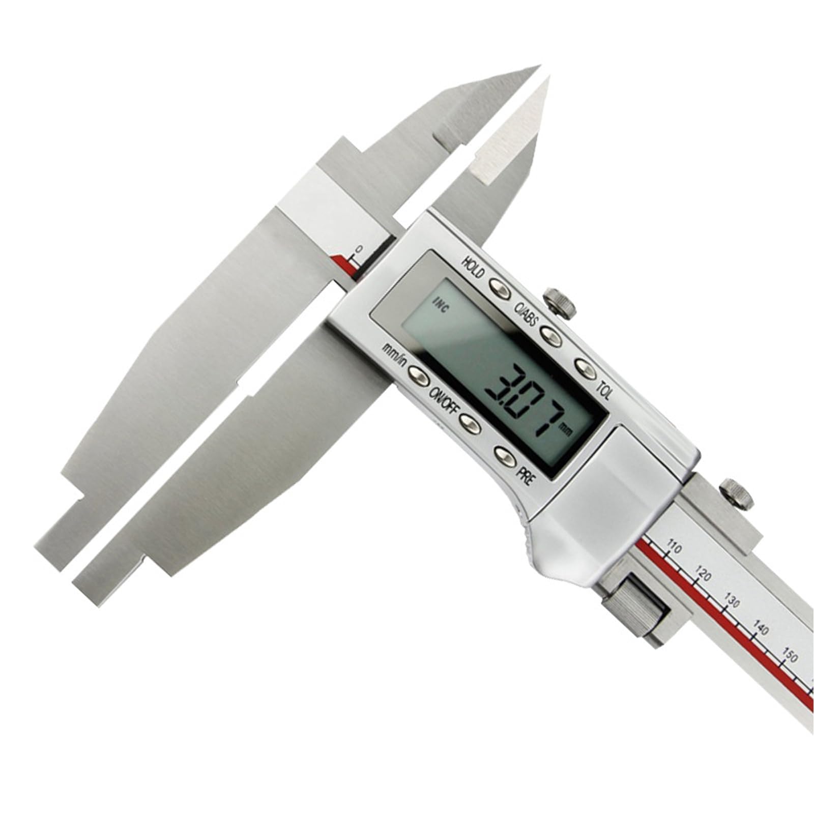 Digitaler Messschieber 400mm mit 100mm Messspitzen, Hochpräzise Edelstahl Schieblehre, LED Display, Innen- und Außenmessung (Messspitzen: 100mm)