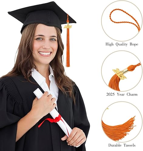 Vista 18 de Borla 2025, 1 unidad, borla de graduación para graduados 2025, borla 2025 con dijes de fecha dorada 2025 para fiestas de graduación, ceremonias