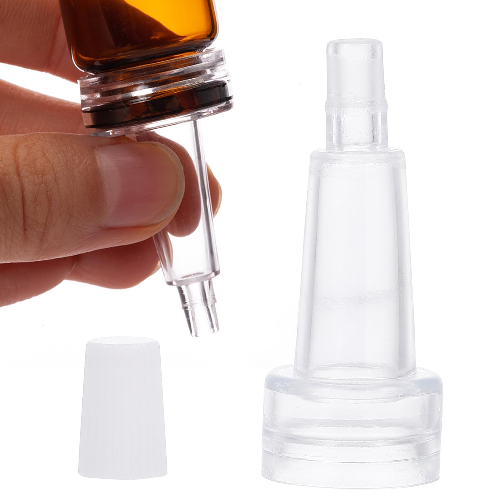 100 Pezzi Tappo di Plastica per Bottiglia e Fiala Trasparente Beccuccio a Corno, Flaconi per Liquidi Portatili Resistenti per Uso Domestico, da Viaggio e Laboratorio