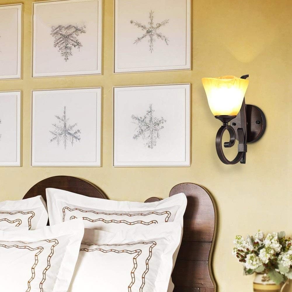 クリエイティブレトロパーソナリティモダンブラック仕上げ錬鉄サテンガラスカントリーホテル通路壁/燭台ランプ/ライト照明ロビーホームバー