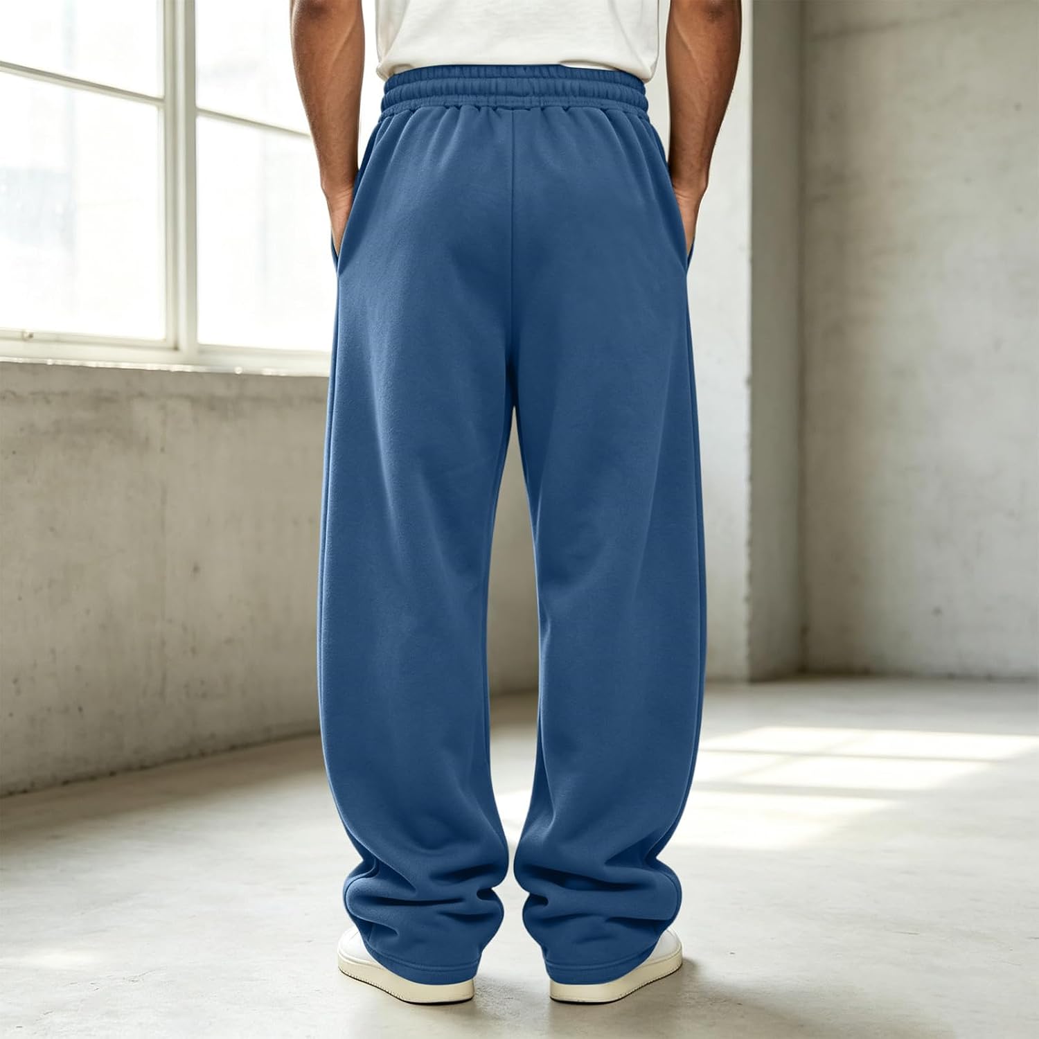 Mens Baggy Sweatpants Y2k Casual Wide Leg Drawstring Athletic Pants
