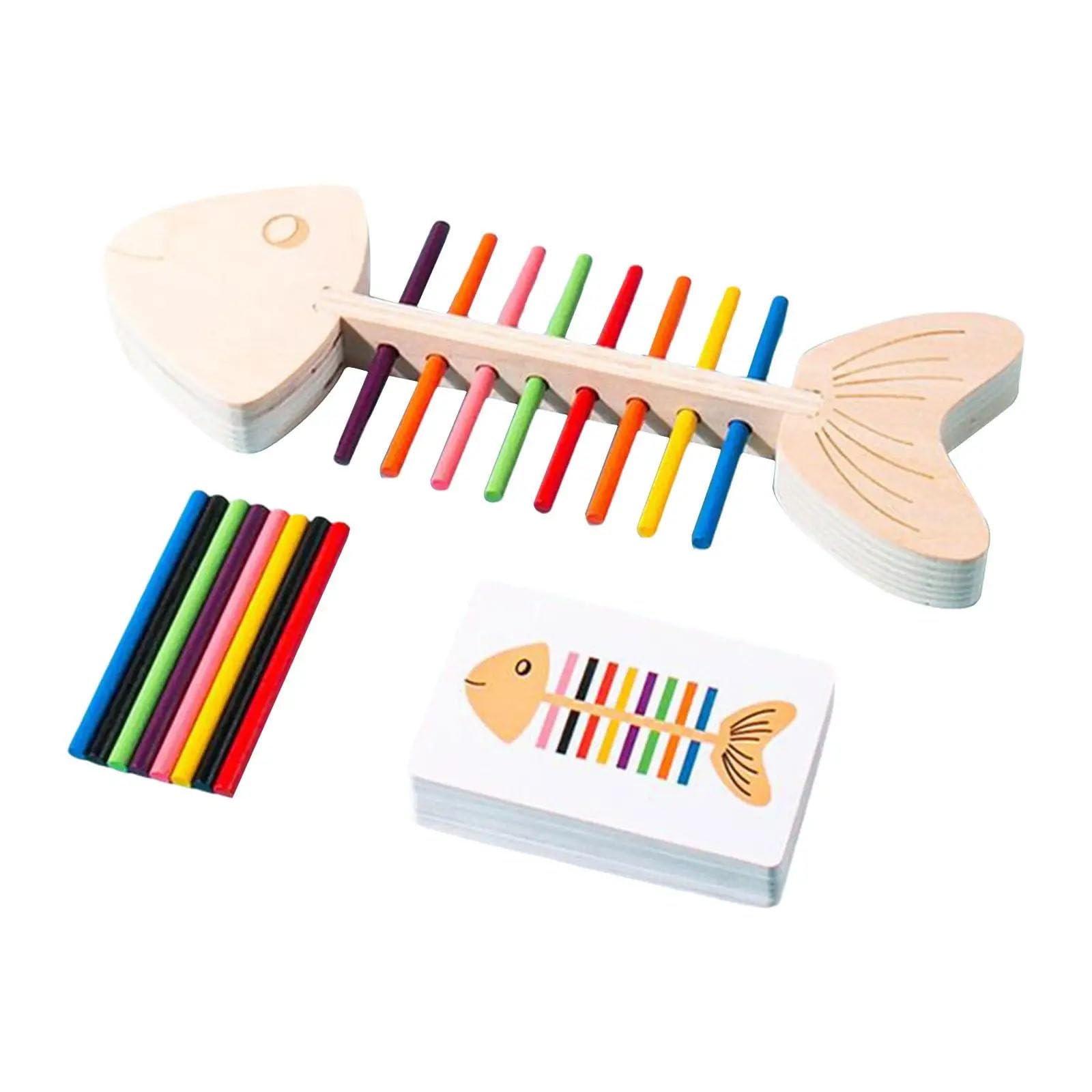 SHINETOY Montessori Toys for 1 to 3 Year Old Boys Girls Toddlers, Wooden Sorting & Stacking Toys for Kids Preschool, Educational Toys, Color Recognition Stacker Shape (Fish Bone Sorting Puzzle)-image-31