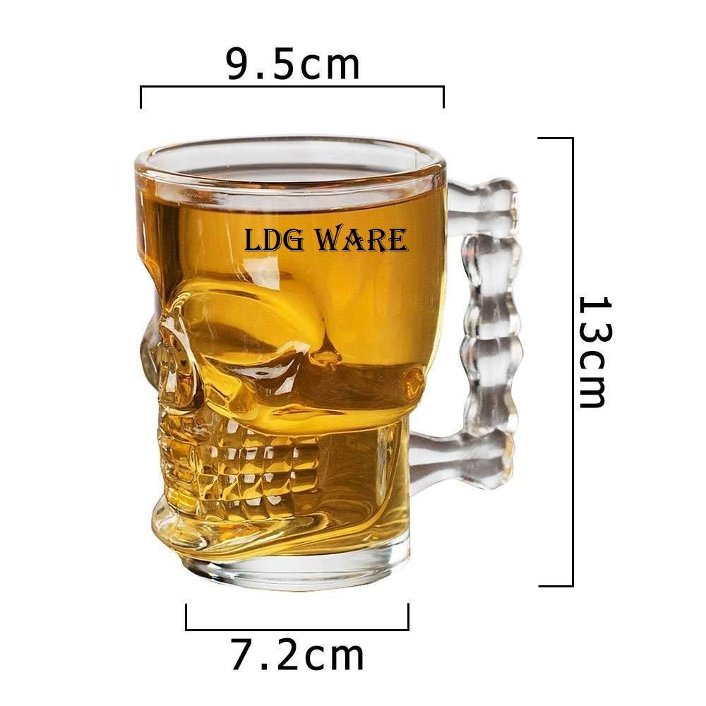 LDG WARE Glass Mug with Wine Glass Jar (Skull Mug, 2 PCS - 500 ML) 2