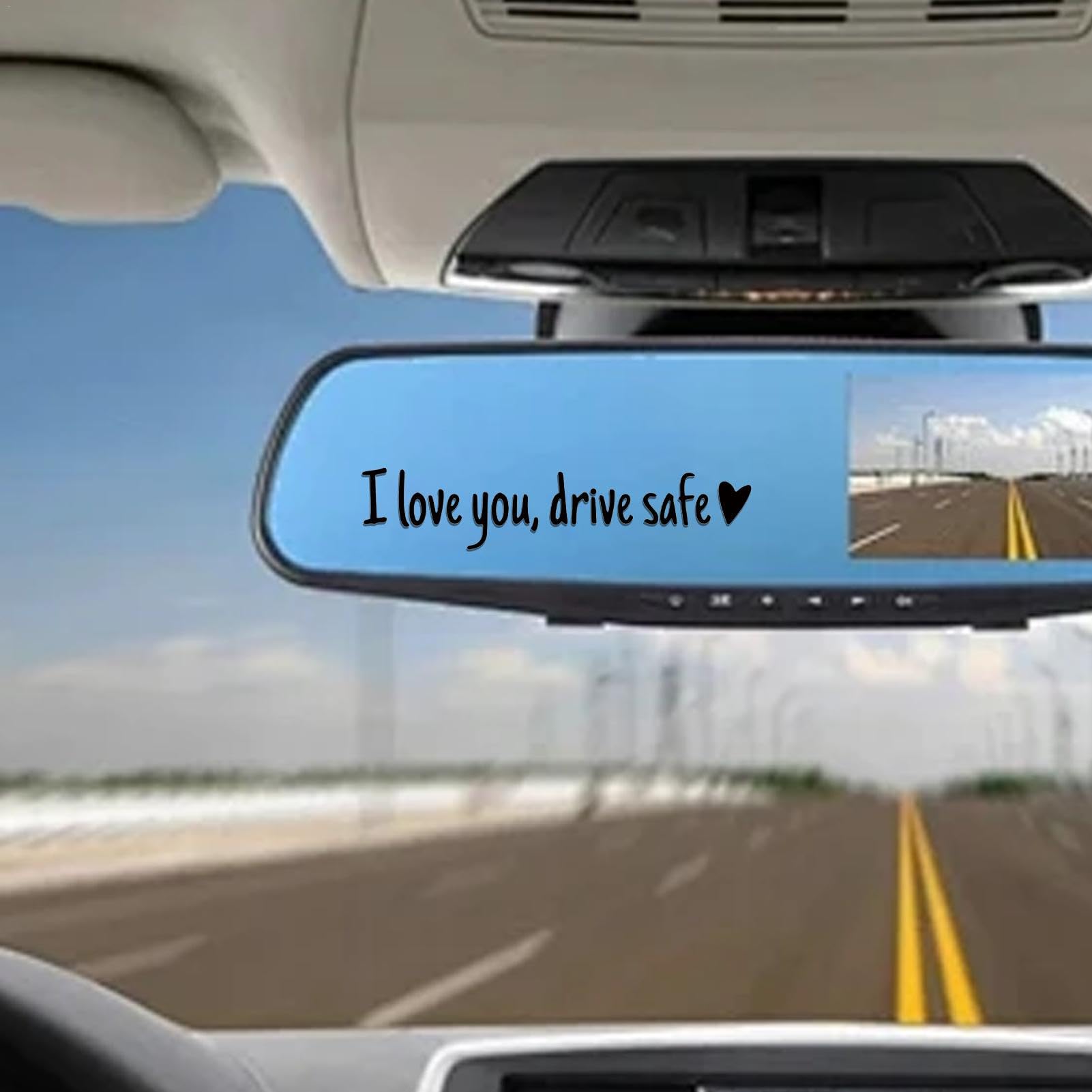 Drive Safe Autocollant De Vue Arrière – Autocollant « I Love You Drive Safe Rear View » | Rétroviseur étanche Pour Pare-brise, Lettre, Cœur, Accessoires De Voiture Pour Rétroviseur