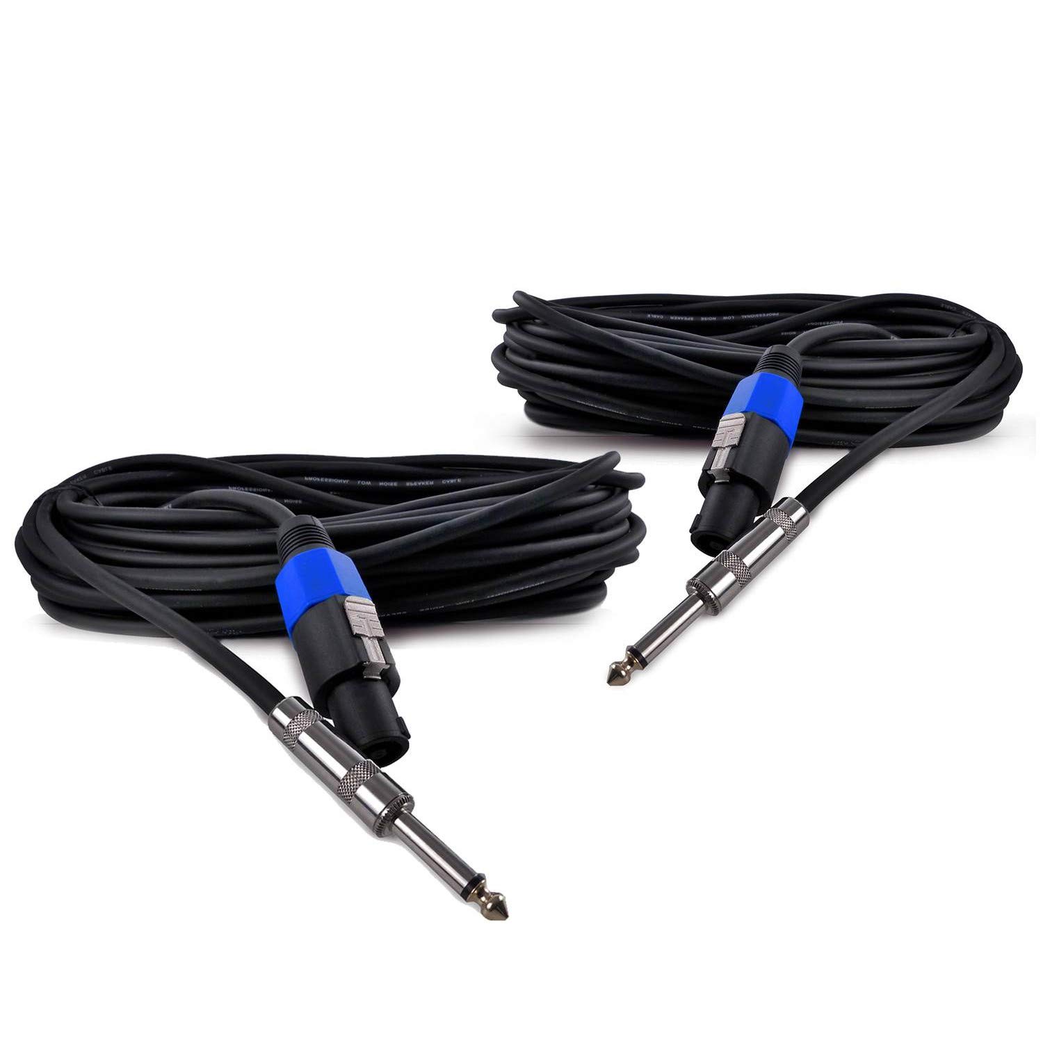 Lot de 2 Câbles Jack 6,35mm / Speakon mâle 10 m pour enceintes
