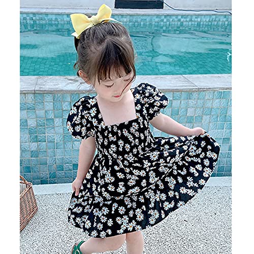 Girls Summer Dress Casual Midi Swing Floral Sundress Smocked Puff Sleeve Party Beach Dress Kids Toddler Clothes2
