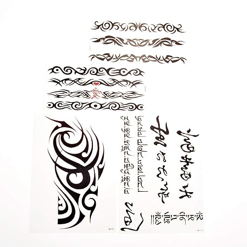 Miniatura 6 de PowerTRC Tatuajes temporales de cuerpo y brazo falsos  16 hojas de animales, símbolos y diseños únicos tatuajes temporales