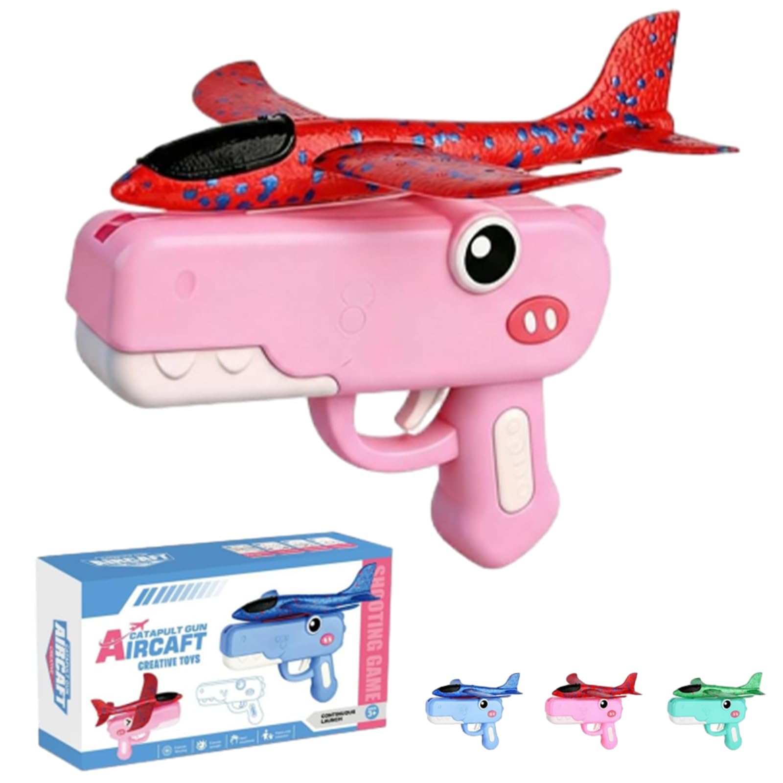 Dinosaur Airplane Launcher Toy, Foam Airplane Launcher with 8 Inch Foam Glider, Fun Plane Toy, Long Distance 33-59ft, Birthday Gift (Blue) — view 8