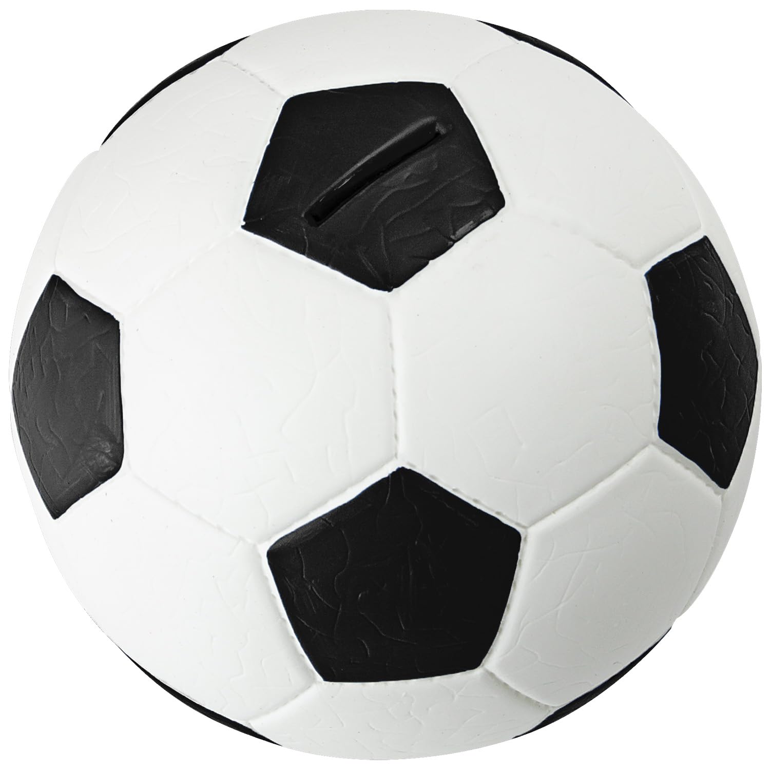 HMF 4790-01 Money Box, Piggy Bank, Football Leather Look, 15 cm Diameter, black white