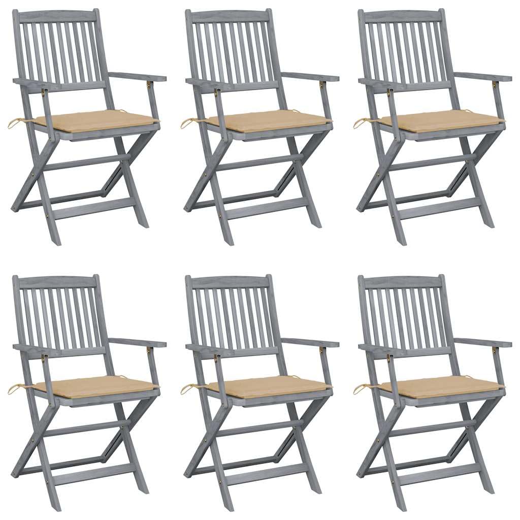 Chaises de Jardin en Bois d'Acacia Massif et Ensemble Salle à Manger d'Extérieur x6