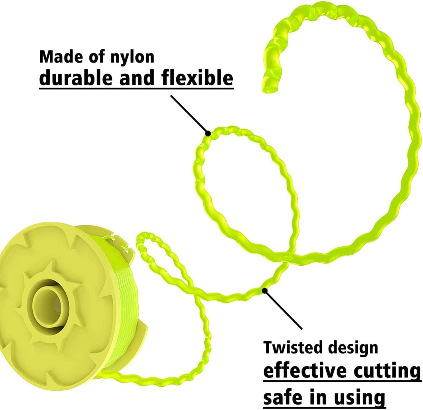 AC80RL3 11ft 0.080" Replacement Trimmer Spool for Ryobi One Plus 18v 24v and 40v Cordless Trimmers Line Refills Weed Wacker Auto-Feed Twist Single Line Parts(6 Spool,1Cap)