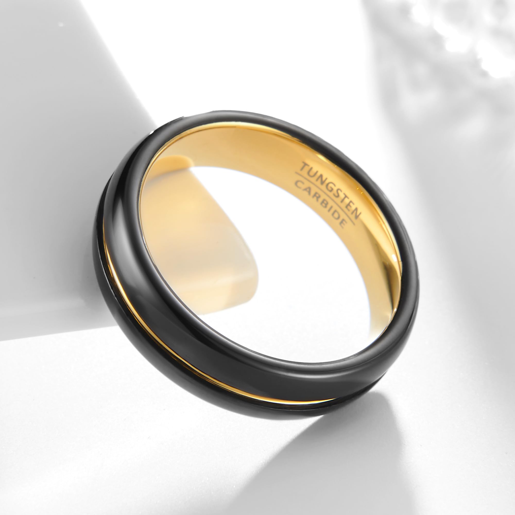 Fascia con Scanalatura Centrale - Anello Nuziale in Tungsteno Lucidato Larghezza 6mm (Misura USA)
