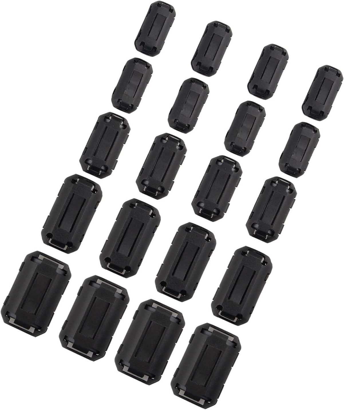 20pcs Clip on Ferrite Ring Core Anti interference High frequency Filter RFI EMI Noise Suppressor with 3mm 5mm 7mm 9mm 13mm Inner Diameter Ferrite Cable Clip Black