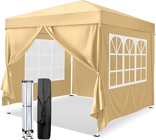 Miniatura 21 de VINGLI Toldo desplegable de 10 x 10 con paredes laterales, toldo de gazebo para exteriores, tienda de campaña para eventos en el patio, toldo Blanco