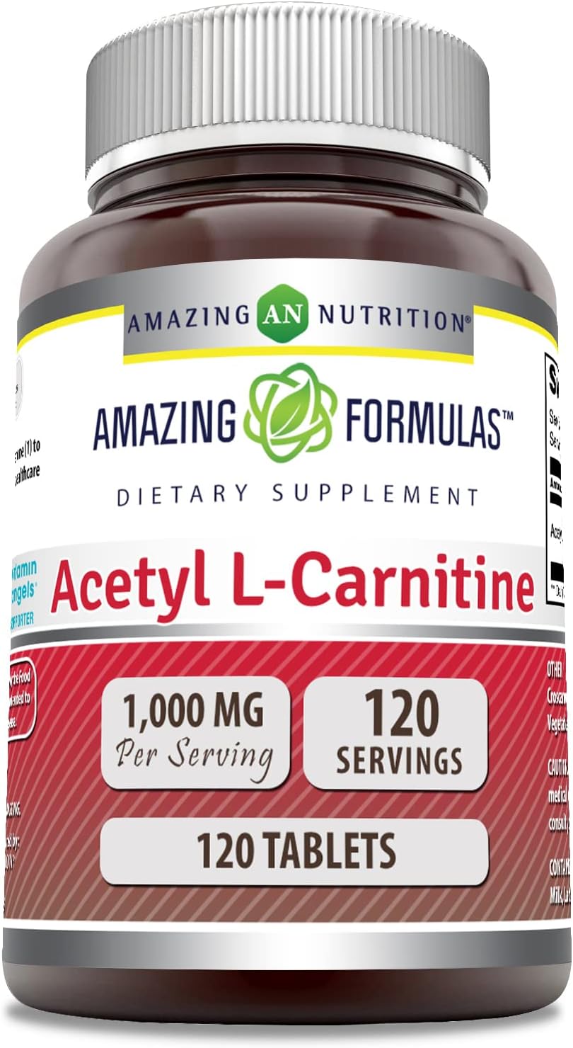 Amazing Formulas Acetyl L-Carnitine Hcl 1000mg 120 Tablets Supplement | Non-GMO | Gluten Free | Made in USA