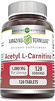 Vista 1 de Amazing Formulas Acetyl L-Carnitine Supplement 1000 Mg Per Serving 120 Tablets Supplement Non-GMO Gluten Free Made in USA