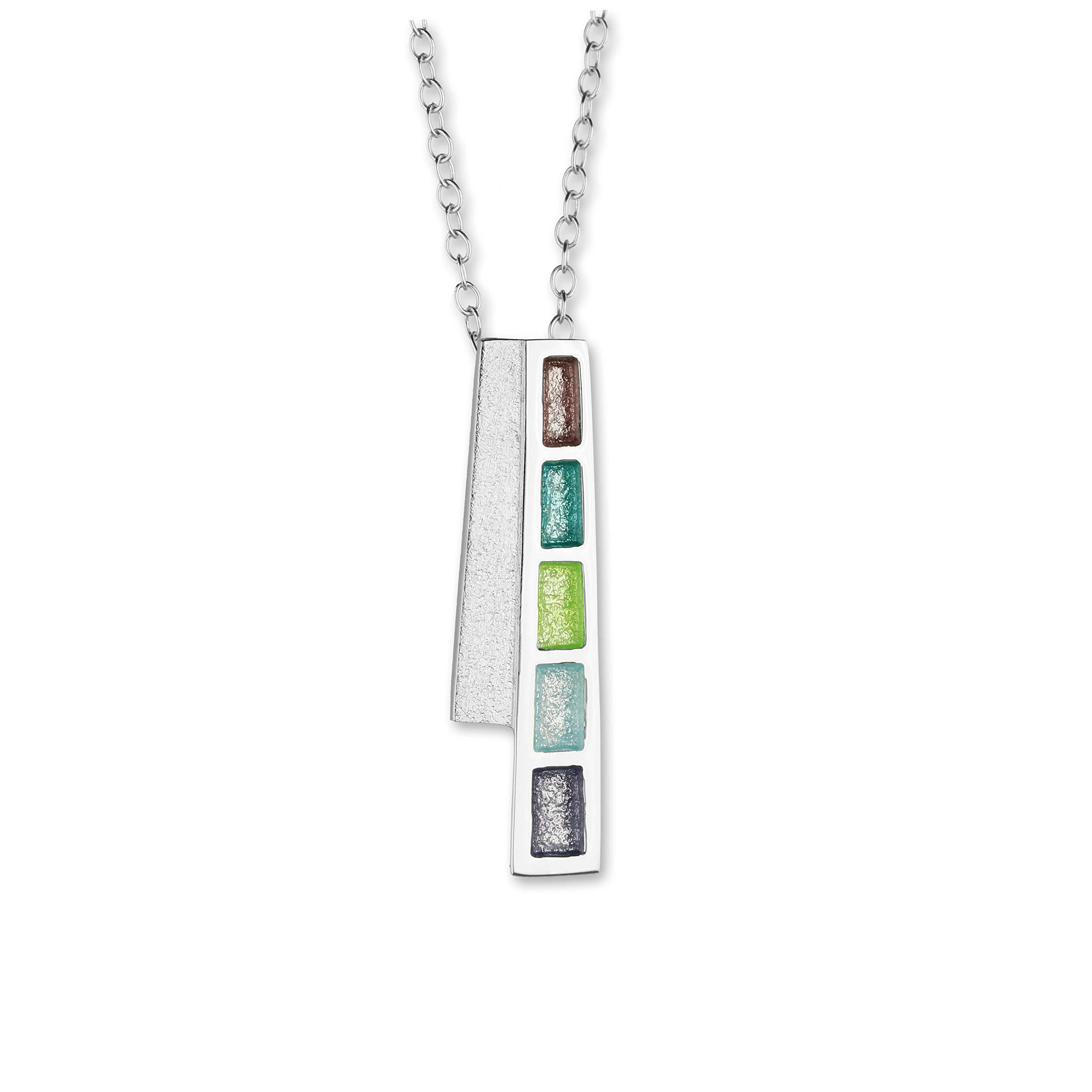 ORTAK 925 Sterling Silver Handmade Pendant Necklace Hot Glass Hand Enamel In Fruit Pastel Colourways High Polished Scottish Fine Jewellery Made In Scotland (Shadow)