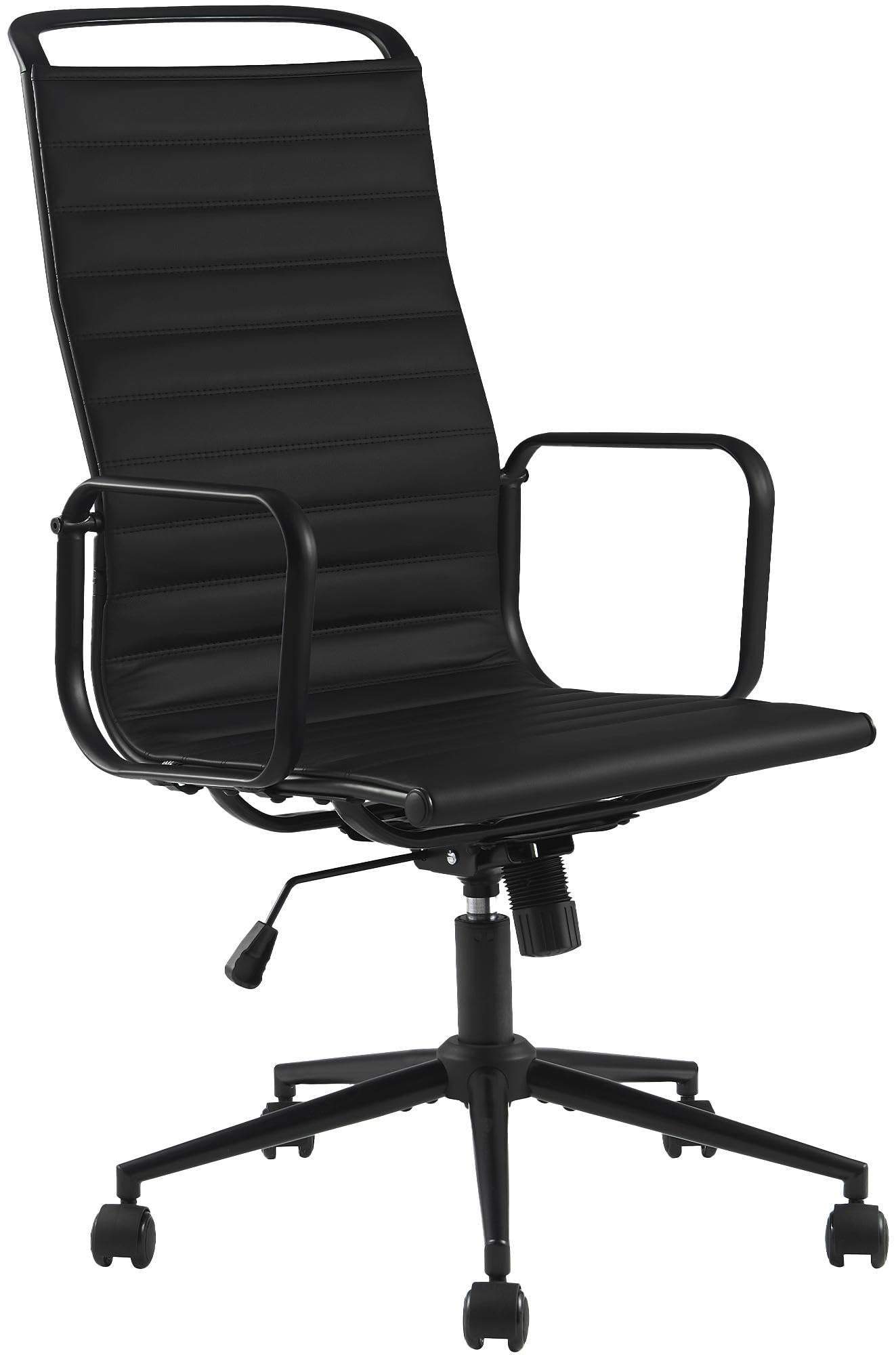 CLP Bürostuhl ergonomisch Nelson, Schreibtischstuhl mit Wippmechanismus, höhenverstellbar und drehbar, Sitzfläche aus Kunstleder, Farbe:schwarz