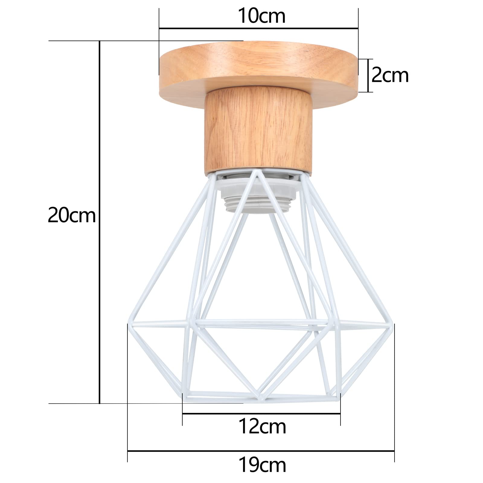 Plafonnier Vintage, Suspension Luminaire Industrielle E27 Lustre Abat-jour en Métal et Bois Ø160mm Rétro Pour Salon Cuisine Chambre (2pcs)