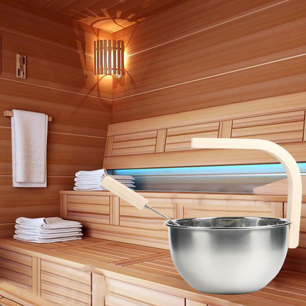 weiting Seatechlogy Cubo para sauna con paleta, cubo para sauna de acero | inoxidable, juego de 4 litros para infundir para sauna