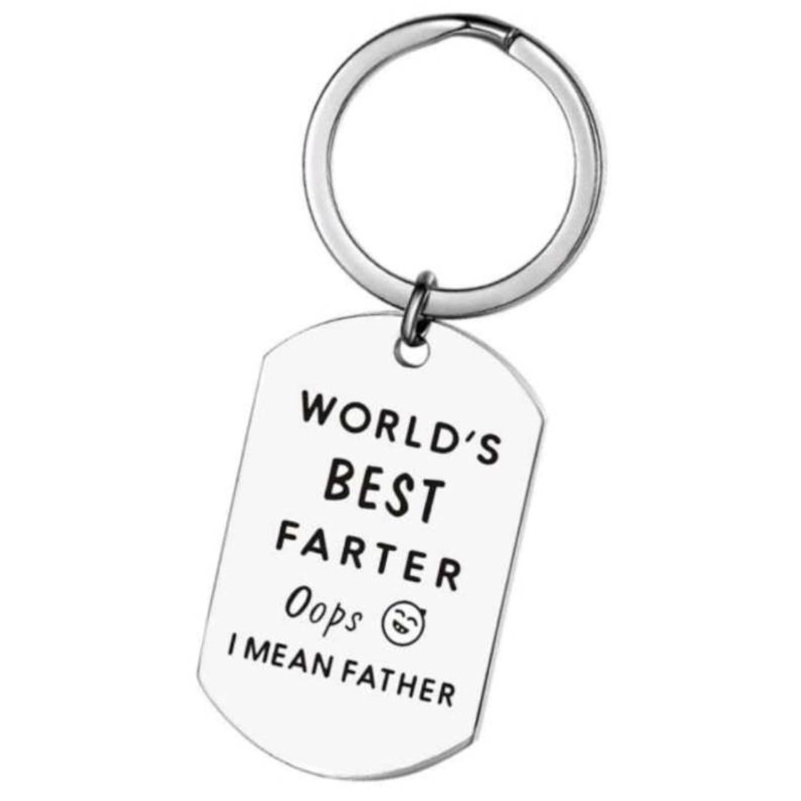 Generic Keychain, World's Best Farter Oops I Mean Father, Stainless Steel, Modern, Oval, Key-chains, Unisex-Adults