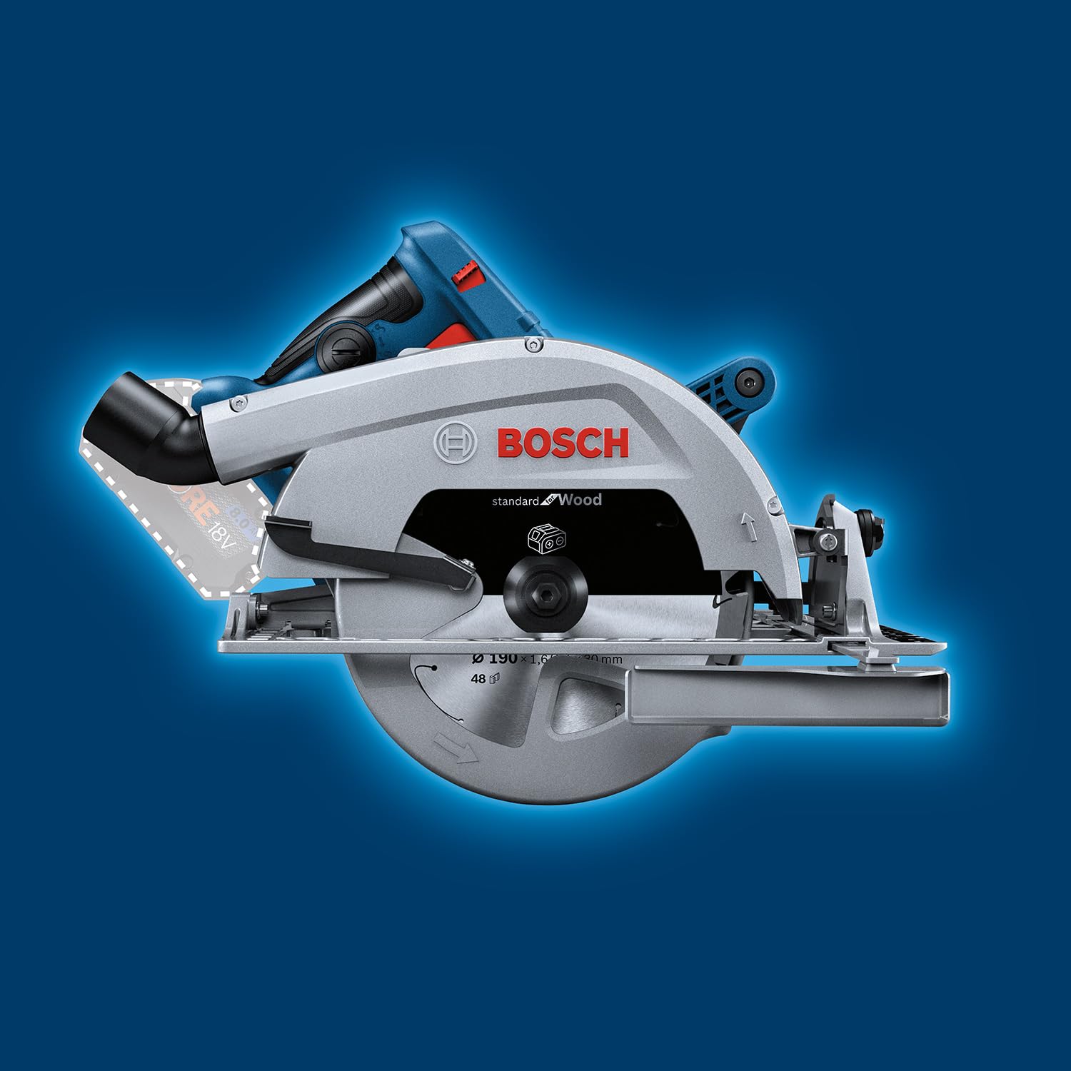 Bosch Professional 18 V firmy Bosch: akumulatorowa pilarka tarczowa GKS 18V-68 (1x prowadnica równoległa)