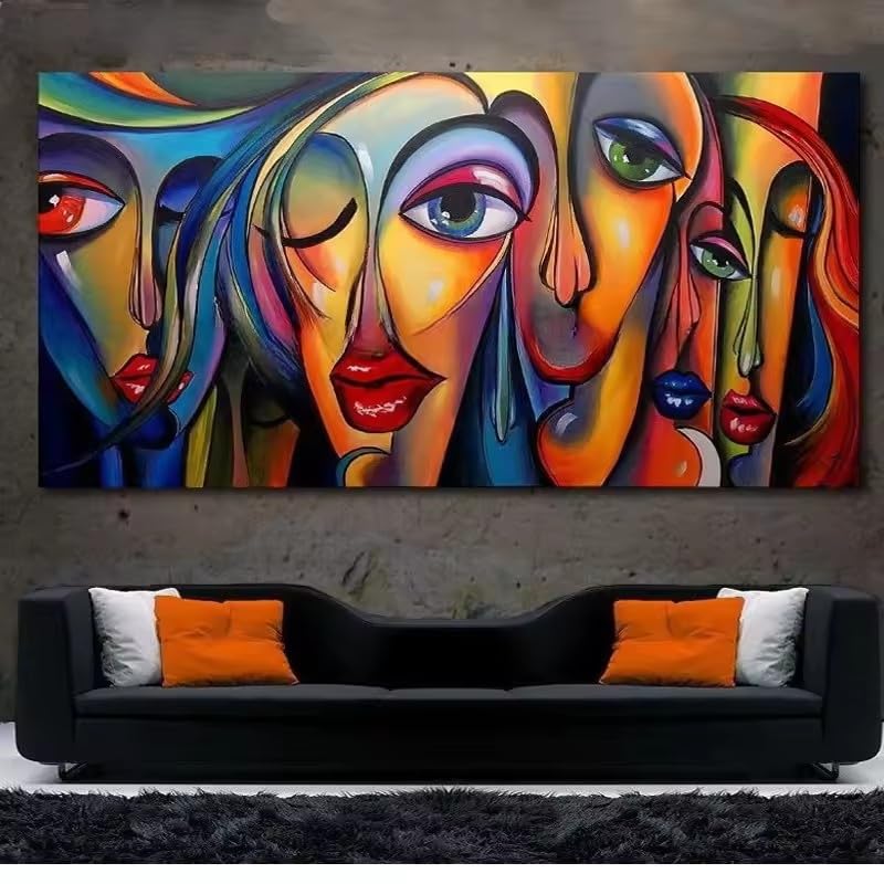 Modern Abstract Aesthetics Wall Art Color Texture Block Face HD Oil on Canvas Print Home Bedroom Living Room Decor(40x80cm/Frame)