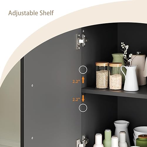 Miniatura 8 de LYNSOM Armario de almacenamiento con puertas, juego de 2, armario de buffet moderno con almacenamiento, aparador de cocina, gabinete de acento de