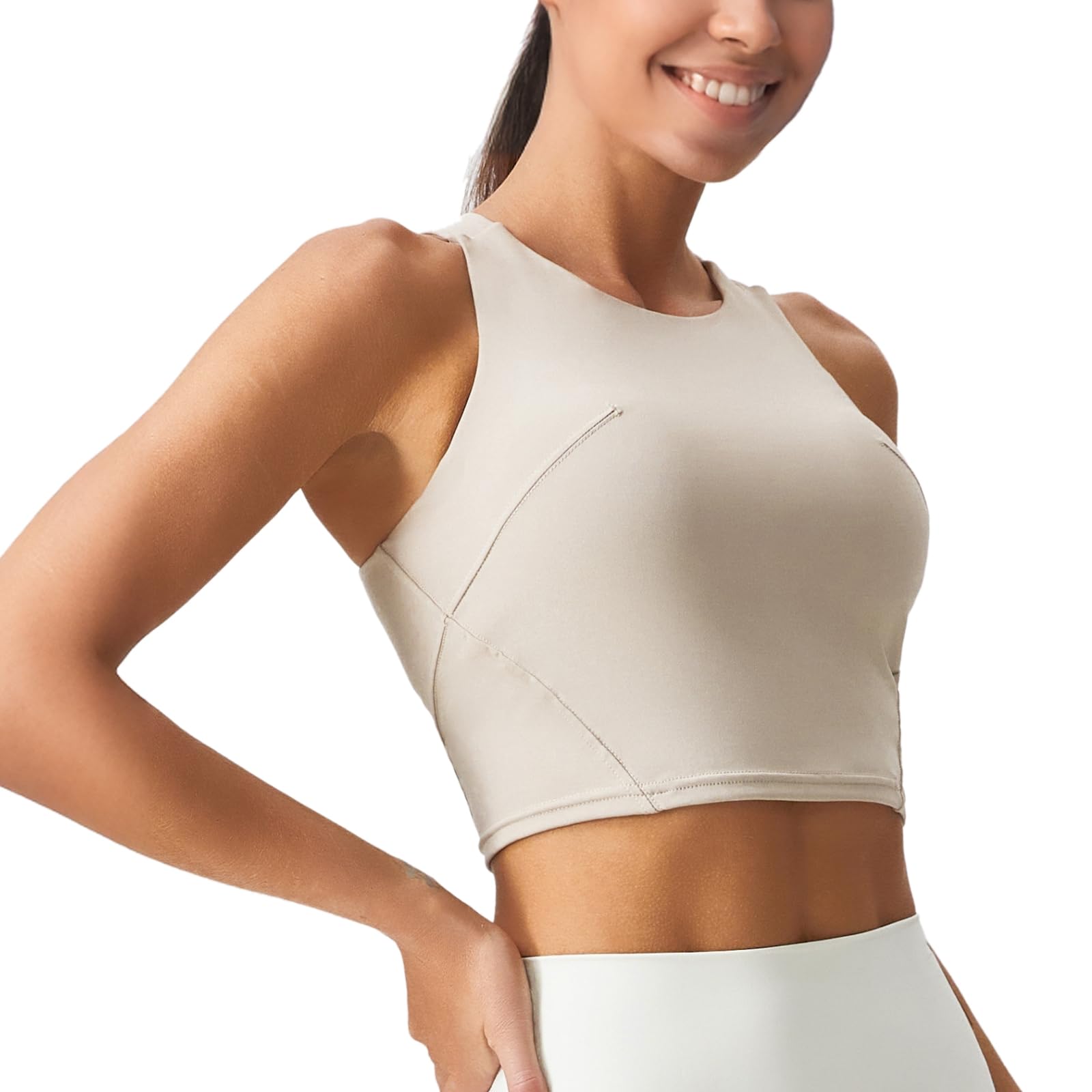 Biustonosze sportowe o wysokim wsparciu dla kobiet, dekolt w kształcie litery U ze stałymi miseczkami, oddychający nylon-spandex, idealny do dużych biustów, można prać w pralce w eleganckim