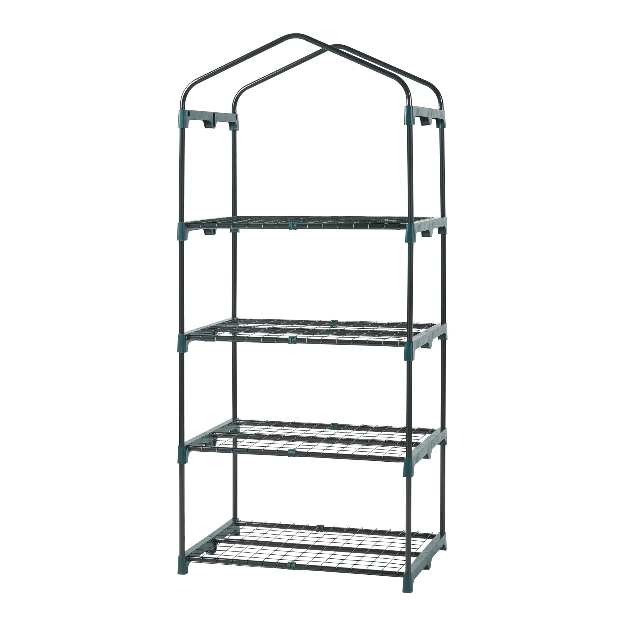 [en.casa] Serra da Giardino Balcone per Coltivazione Piante Scaffale a 4 Piani a Rete Copertura Semitrasparente Apertura a Cerniera Lampo Entrata Avvolgibile 158 x 69 x 49 cm Verde