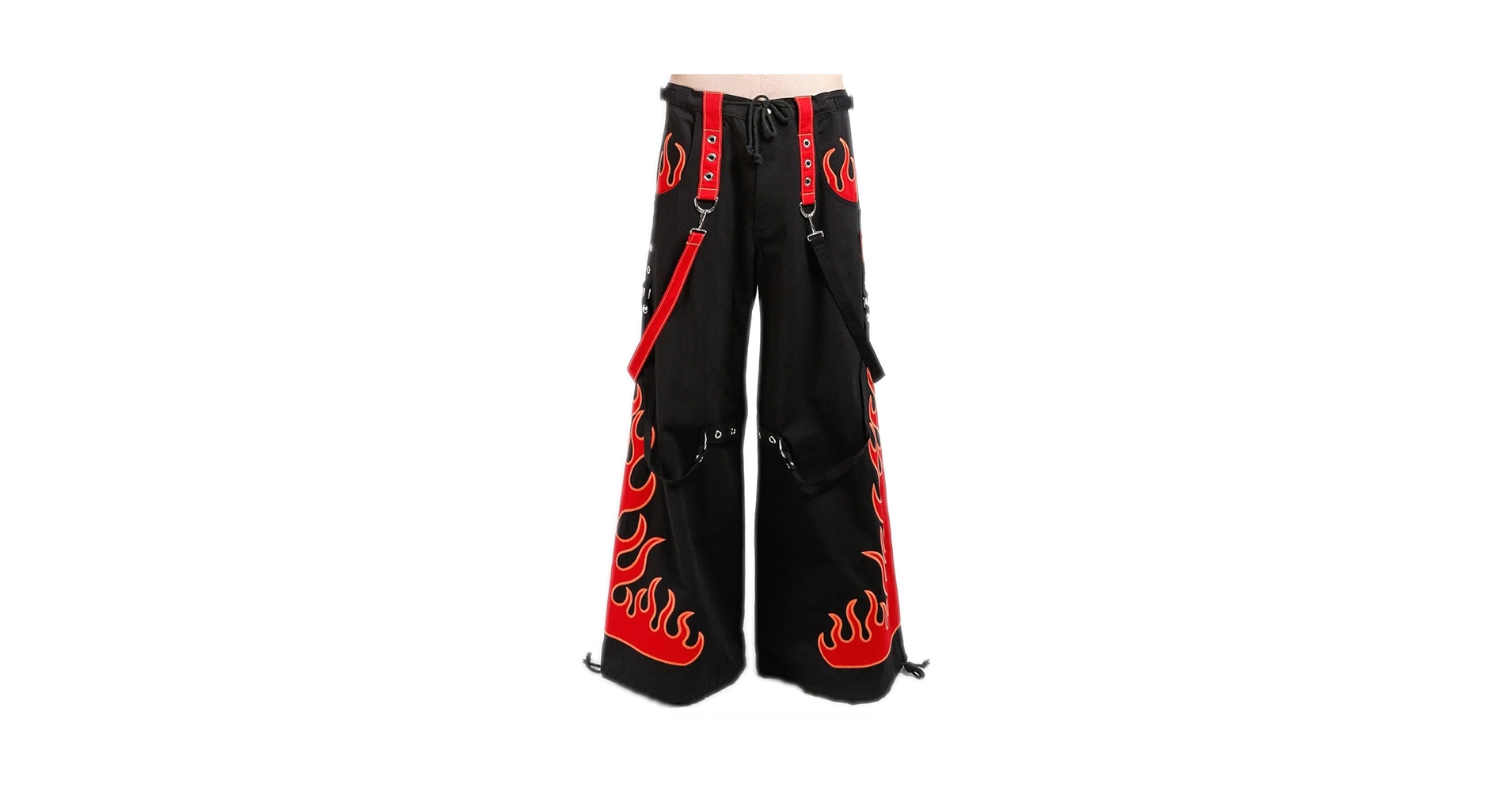 Dark Street Pants with Flame Embroidery by Tripp NYC at