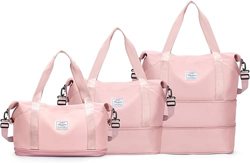 Bolsa de lona de viaje, bolsa de gimnasio deportiva, bolsa de hombro para fin de semana para mujer