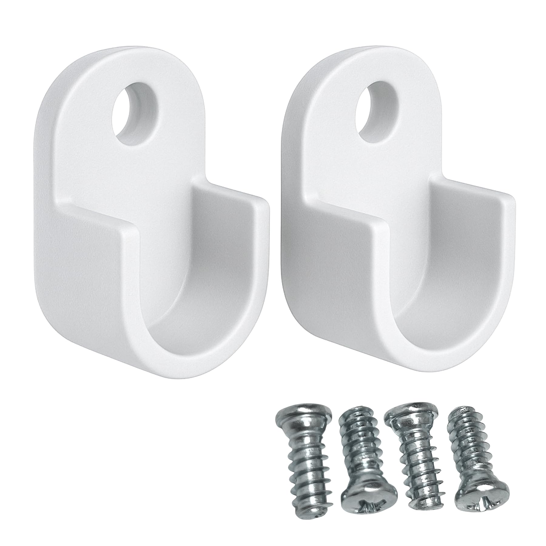 Decoralin Clothes Rail Brackets Compatible with IKEA PAX KOMPLEMENT (Part 130527) – Set of 2 White Holders for 25 mm Rails with Screws – Designed & Made in Europe