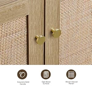 Anmytek rattan cabinet 2 door sideboard buffet cabinet with adjustable shelf wood storage cabinet for living room dining room kitchen hallway entrywayh0082  urban country home decor