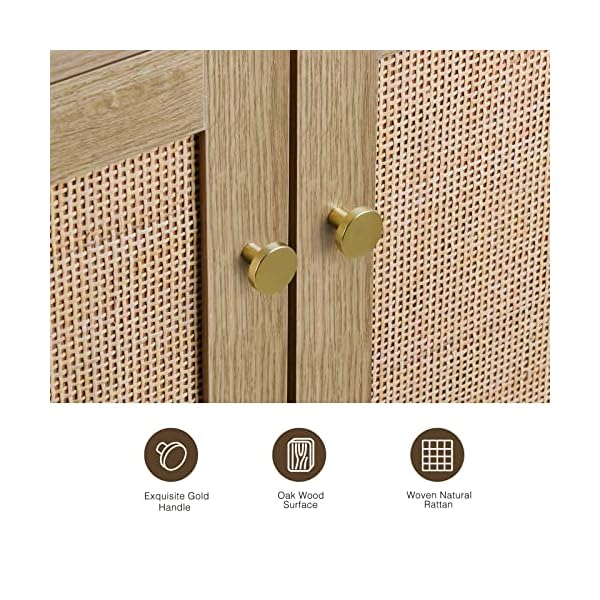 Anmytek rattan cabinet 2 door sideboard buffet cabinet with adjustable shelf wood storage cabinet for living room dining room kitchen hallway entrywayh0082  urban country home decor