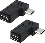 2X Type-C Male to Mini USB Female Adapter Converter for Charging Data Transfer in Tight Space